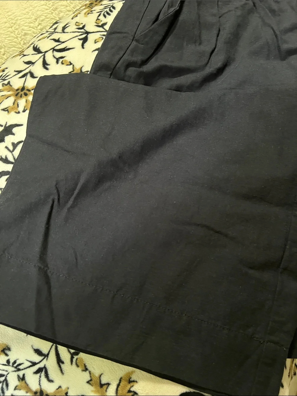 H&M Black Linen-Blend Elastic Waist Chinos
